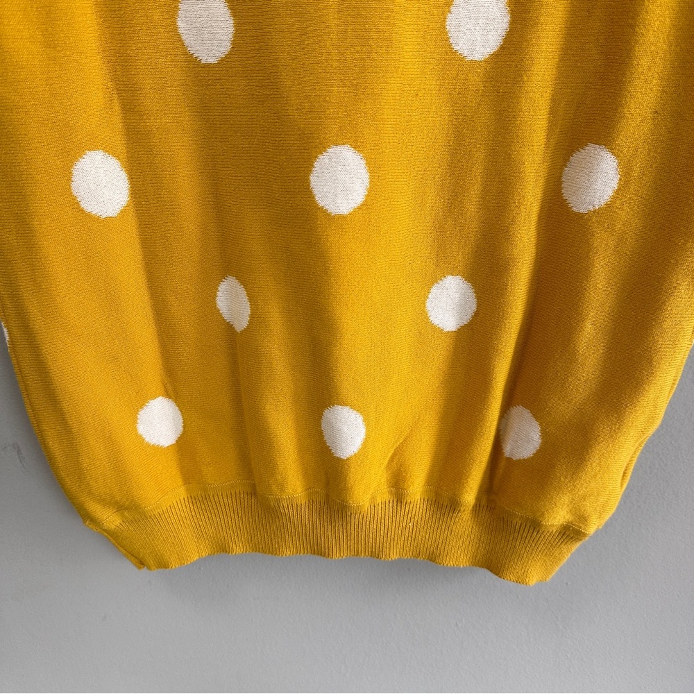 ModCloth Mustard Yellow Polka Dot Short Sleeve Sweater - Picture 8 of 12